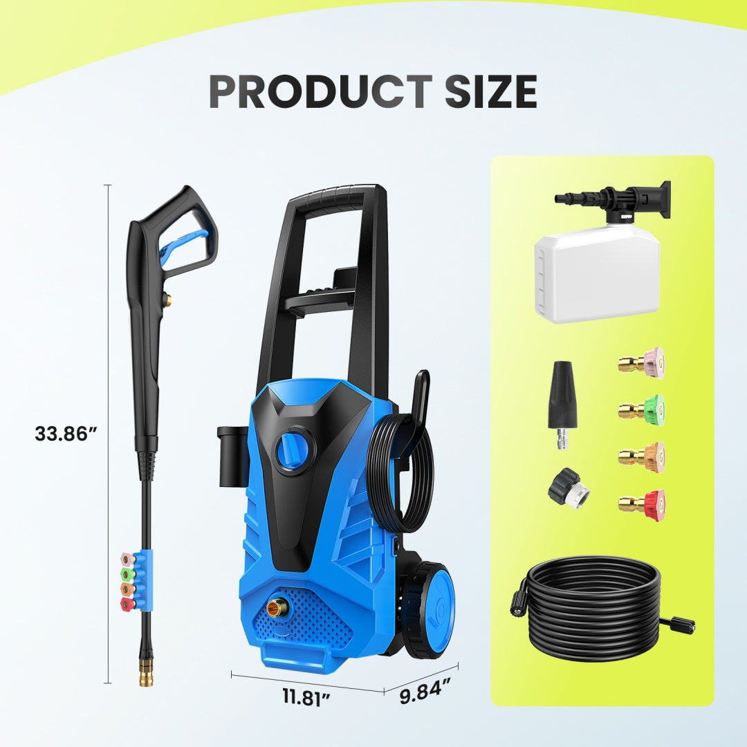 Electric Pressure Washer, High Pressure Cleaning Machine With Foam Cannon, 2.0 GPM Power Washer
