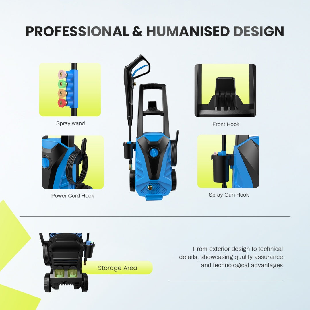 Electric Pressure Washer, High Pressure Cleaning Machine With Foam Cannon, 2.0 GPM Power Washer