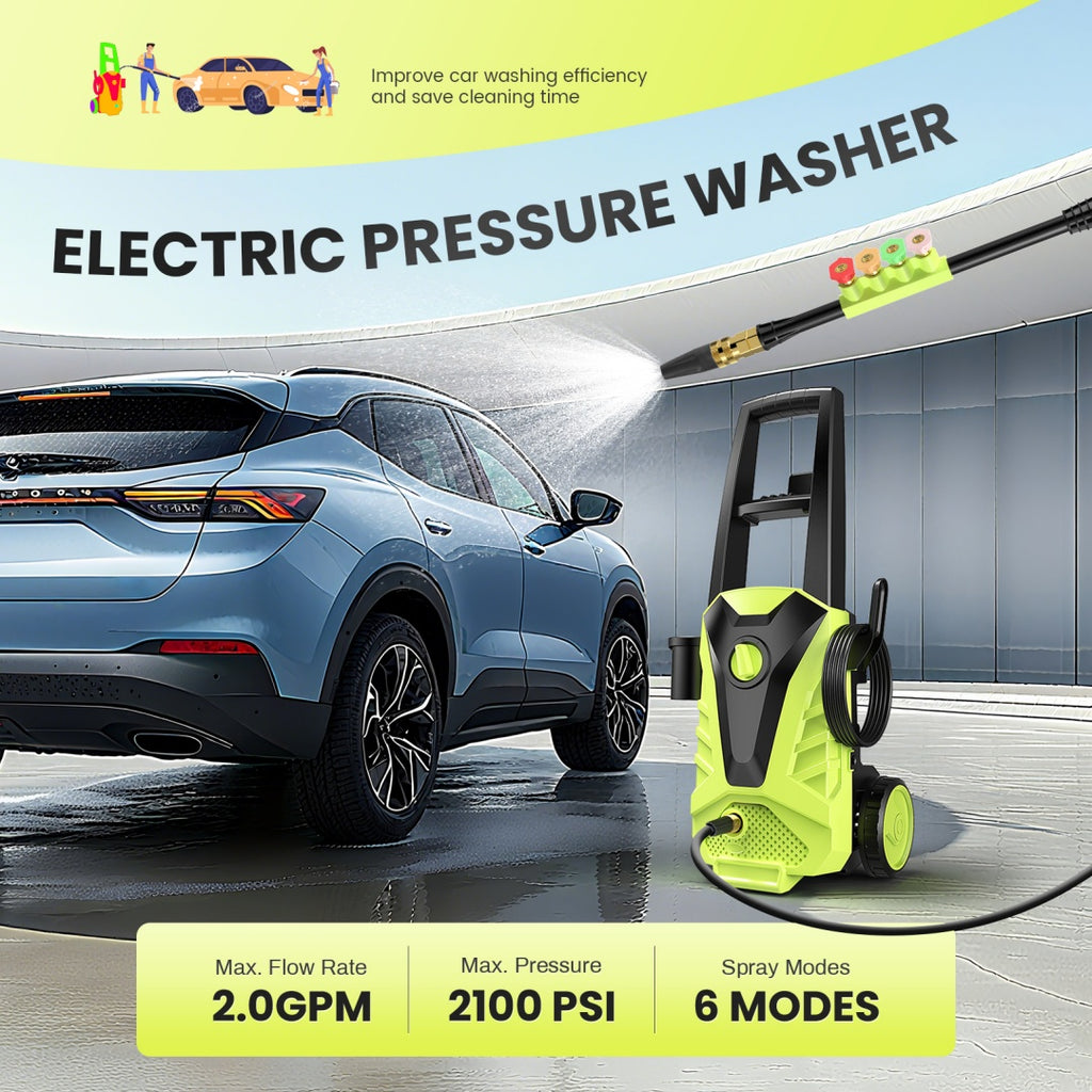 Electric Pressure Washer, High Pressure Cleaning Machine With Foam Cannon, 2.0 GPM Power Washer