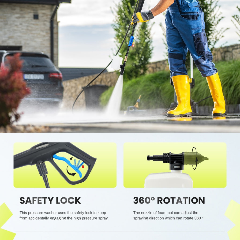 Electric Pressure Washer, High Pressure Cleaning Machine With Foam Cannon, 2.0 GPM Power Washer