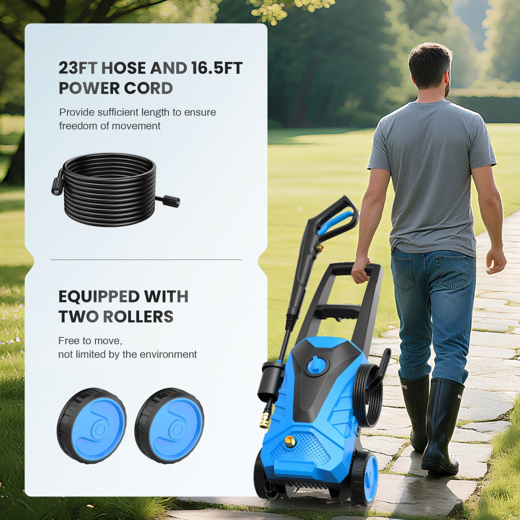 Electric Pressure Washer, High Pressure Cleaning Machine With Foam Cannon, 2.0 GPM Power Washer