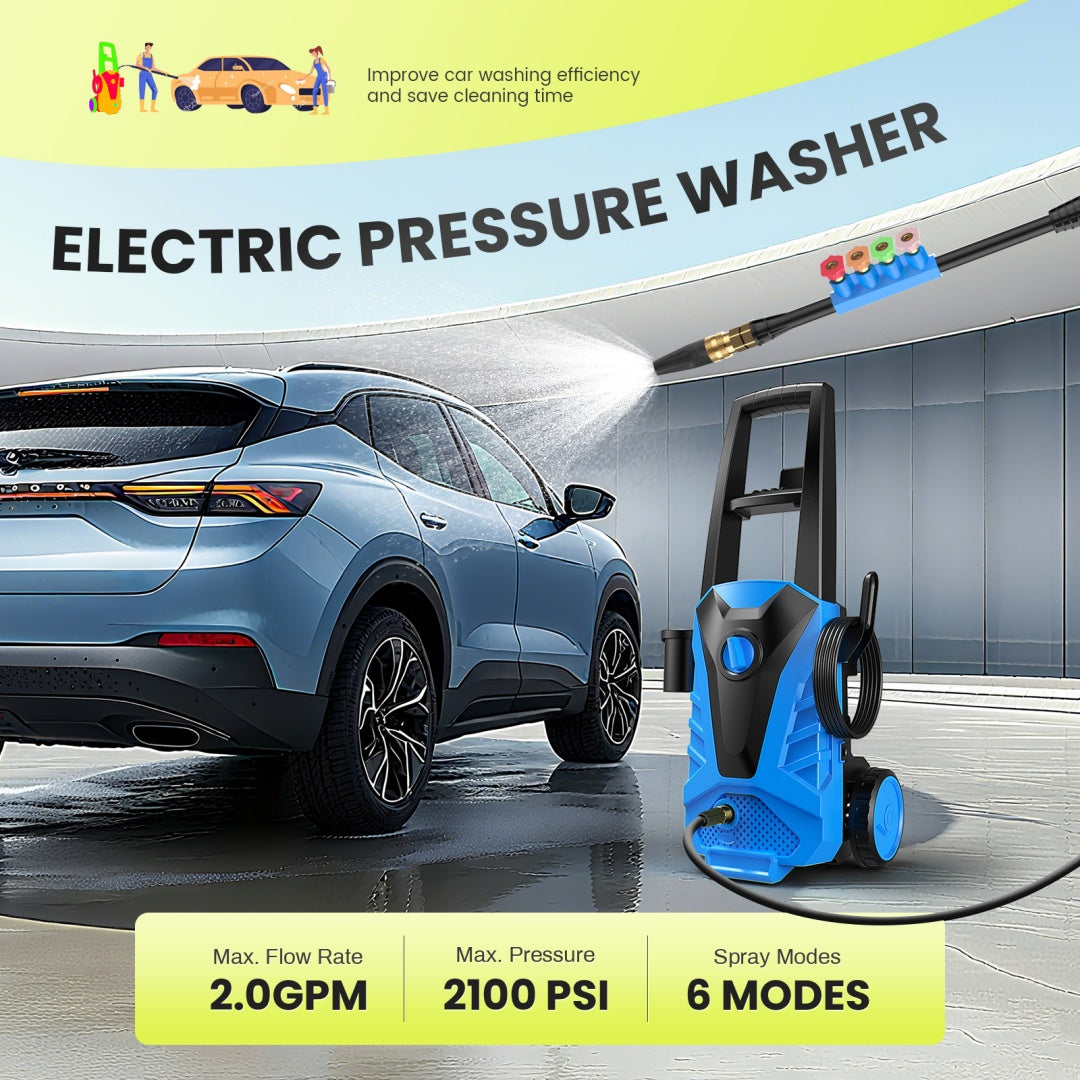 Electric Pressure Washer, High Pressure Cleaning Machine With Foam Cannon, 2.0 GPM Power Washer